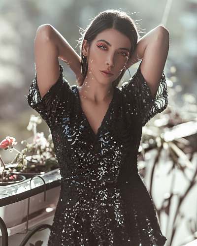 evening dress woman wearing black dress fashion